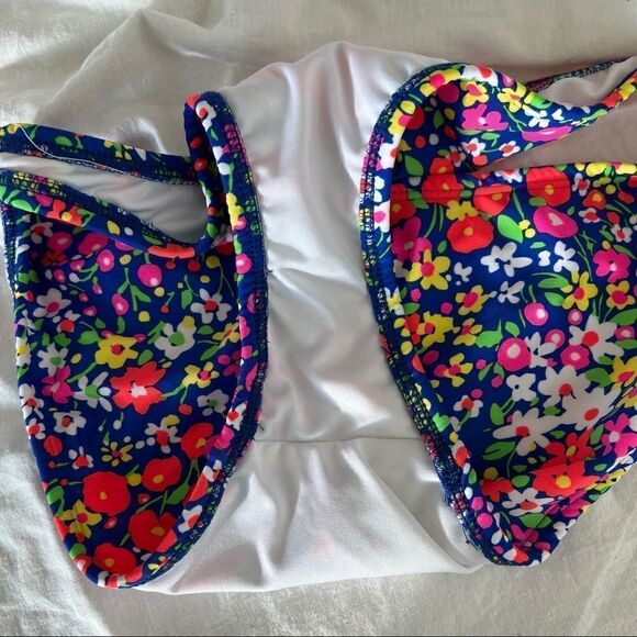 Shoshanna Bright Ditsy Floral Faux Tie Side Bikini Bottoms Size Medium - Picture 6 of 9